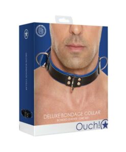Ouch Deluxe Bondage Collar - One Size - Blue