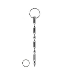 Ouch! Urethral Sounding - Metal Dilator With Ring - Ribbed - 9.5 Mm