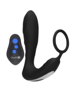 E-stim & Vibrating Butt Plug And Cock Ring And Wireless Remote  Black