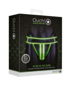Ouch! Glow Striped Jock Strap - Glow In The Dark - Green - S/m