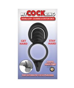 My Cockring Double Loop Cockring & Scrotum Cinch Black