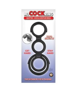 My Cockring Quattro Cock & Scrotum Rings Black