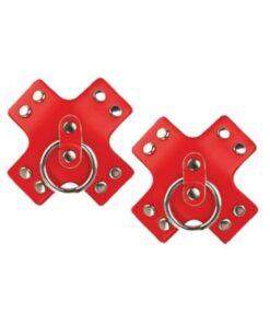 Nipplicious Seducer Leather Pasties With Ring Red