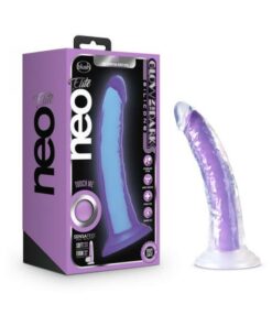Neo Elite - Glow-in-the-dark Light - 7-inch Silicone Dual-density Dildo - Neon Purple