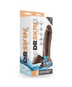 Dr. Skin Glide Self-lubricating Dildo With Balls 7 In. Chocolate