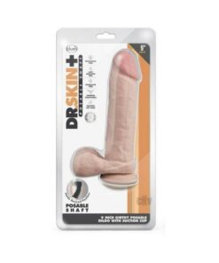 Dr. Skin Plus Thick Posable Dildo With Balls 9 In. Vanilla