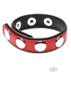 Cg Leather Speed Snap Cockring Red