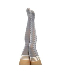 Kixies On Point Collection Par 4 Grey Argyle Thigh-high Stockings Size B