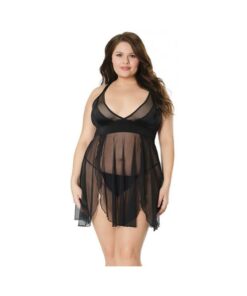 Babydoll & G-string Black Os Xl Hanging