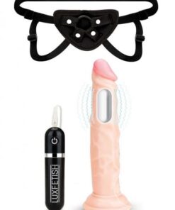 Lux Fetish 6.5" Realistic Vibrating Dildo W/strap On Harness Set