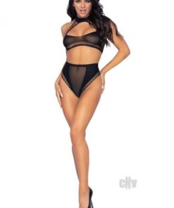 Keyhole Top High Bottom 2pc Os Black
