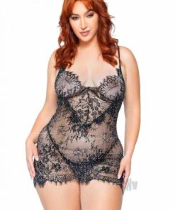 Eyelash Rhinestone Dress 2pc 1x/2x Blk