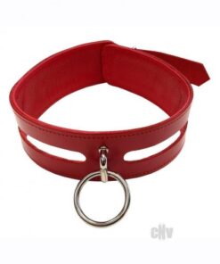 Leather Oring Collar Red
