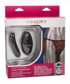 Remote Control Lace Thong Set Red