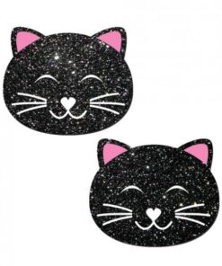Kitty Black Glitter Cat Pasties O/S