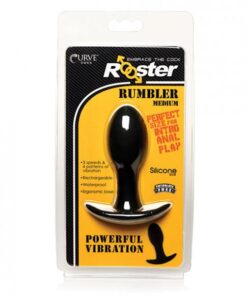 Curve Toys Rooster Rumbler Vibrating Silicone Anal Plug Medium - Black