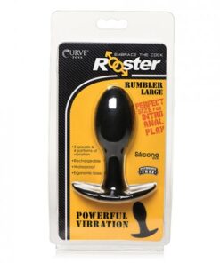 Curve Toys Rooster Rumbler Vibrating Silicone Anal Plug Large - Black