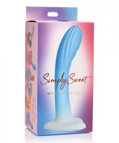 Curve Toys Simply Sweet 7" Rippled Silicone Dildo - Blue/white