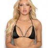 Rhinestone Semi Open Tri Bra Black O/s