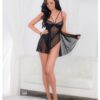 European Lace Teddy Babydoll Black Medium