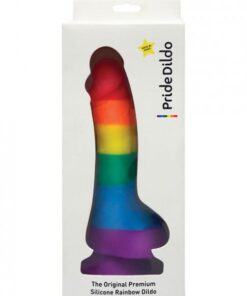 Pride Dildo with Balls Silicone Rainbow