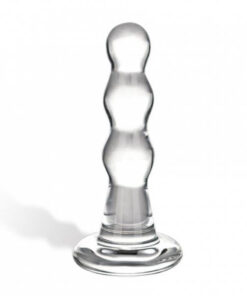 Glas Triple Play Beaded Butt Plug Clear