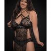 Lace Halter Babydoll W/lace Panty Black Qn