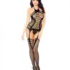 Halter Spider Web Fishnet Bodystocking Black O/s