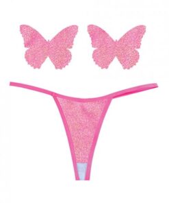 Neva Nude Naughty Knix Bella Rosa Shimmer G-string & Pasties - Soft Pink O/s