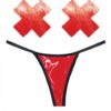 Neva Nude Naughty Knix Vixen Wet Vinyl G-string & Pasties - Red O/s