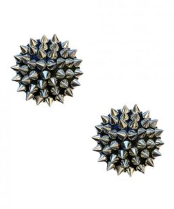 Burlesque Bowser Spike Pleather Reusable Silicone Nipztix - Silver/black O/s