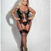 Lame & Net Cami W/attached Garters & G-string Black 1x/2x