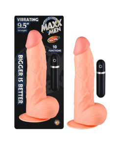 Maxx Men Vibrating 9.5in Straight Dong 10 Fuction Waterproof Flesh
