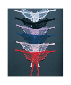 Butterfly Crotchless Panty W/pearl Sequin Detail O/s Assorted 12pk
