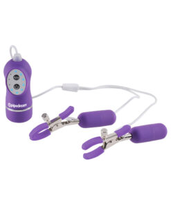 Fetish Fantasy Vibrating Nipple Clamps Purple