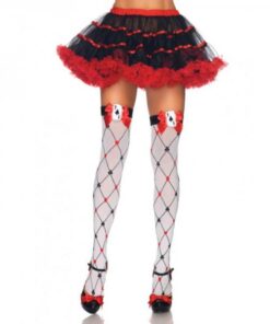 Woven Diamon Suit Thigh High O/s Wht/red