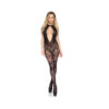Lace Keyhole Bodystocking With Cheeky Cut Out Bottom O/s Black