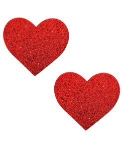 Neva Nude Pasty Hearts Glitter Red