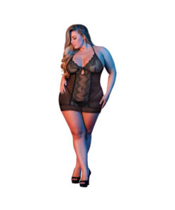 Magic Silk Sexy Time Chemise & G-set Black Queen Size