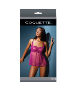 BABYDOLL & G-STRING  MAGENTA/BLACK - OS