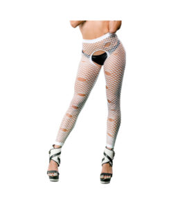 White Distressed Crotchless Legging