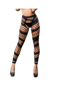 Black Fishnet/Mesh Crotchless Legging