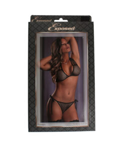 Fishnet Tie Bra & Bikini Set Black 2XL