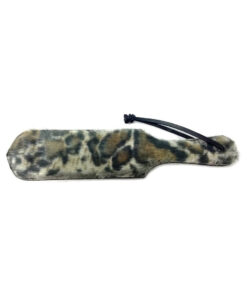 Leather Paddle With Faux Fur - Black With Leopard Fur