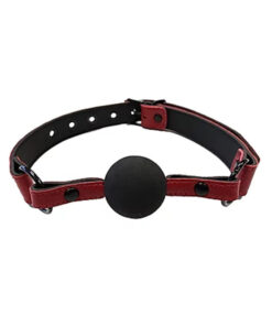 Leather Ball Gag With Rubber Ball  Burgunday & Black Accessories