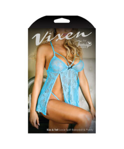 74964vixen Kiss & Tell Lace Split Babydoll & Panty One Size