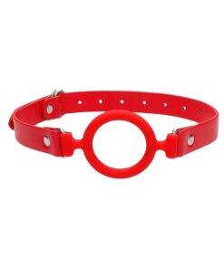 Ouch Silicone Ring Gag With Leather Straps - Red