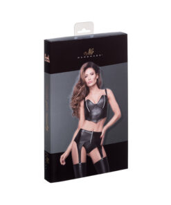 Noir Handmade Powerwetlook Top With Silver Zippers On Breast S