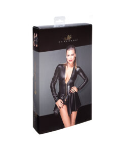 Noir Handmade Powerwetlook Minidress With Corset Xxl