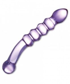 Purple Rain Ribbed Glass Dildo